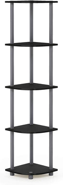 Furinno Turn-N-Tube 5 Tier Corner Display Rack Multipurpose Shelving Unit, Columbia Walnut/Black