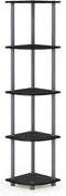 Furinno Turn-N-Tube 5 Tier Corner Display Rack Multipurpose Shelving Unit, Columbia Walnut/Black