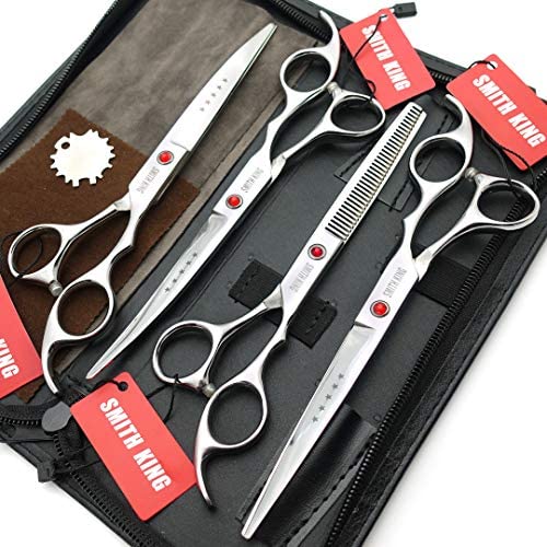 Elfirly 7.0in Professional Pet Grooming Scissors Set,Straight & Thinning & Curved Scissors 4pcs Set for Dog Grooming