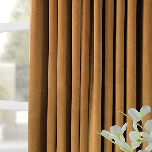 Half Price Drapes VPCH-VET1211-84 Signature Doublewide Blackout Velvet Curtain, Amber Gold, 100 X 84