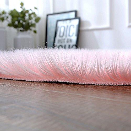 OJIA Deluxe Soft Fuzzy Fur Rugs Faux Sheepskin Shaggy Area Rugs Fluffy Modern Kids Carpet for Living Room Bedroom Sofa Bedside Decor(2 x 3ft, Grey)