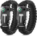 X-Plore Gear Emergency Paracord Bracelets | Set of 2| The Ultimate Tactical Survival Gear| Flint Fire Starter, Whistle, Compass & Scraper | Best Wilderness Survival-Kit for Camping/Fishing & More