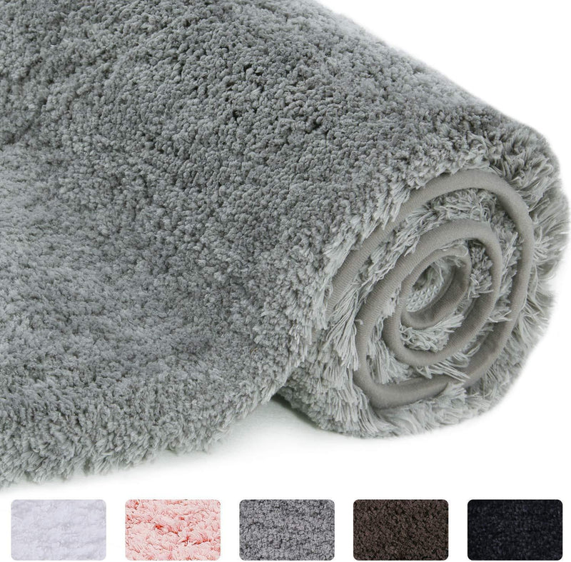 Office Marshal Bathroom Runner Rug Bath Mat 59"x20" Non-Slip Soft Long Shower Rug Plush Microfiber Water Absorbent Carpet Thick Shaggy Luxury Floor Mats, Machine Washable, White