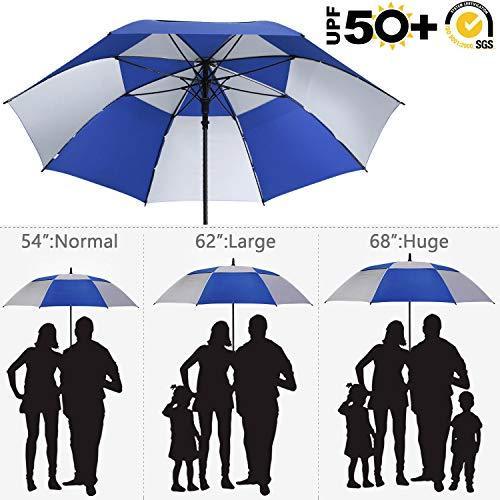 G4Free 54 62 68 inch Extra Large Windproof Golf Umbrella UV Protection Automatic Open Double Canopy Vented Sun Rain Umbrella Oversize Stick Umbrellas