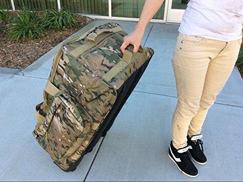 ARMYCAMOUSA Military Tactical Wheeled Deployment Trolley Duffel Bag Heavy-Duty Camping Hiking Running Trekking