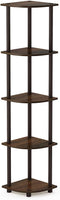 Furinno Turn-N-Tube 5 Tier Corner Display Rack Multipurpose Shelving Unit, Columbia Walnut/Black