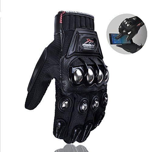 oubaiya Steel Outdoor Reinforced Brass Knuckle Motorcycle Motorbike Powersports Racing Textile Safety Gloves (Black, XX-Large)