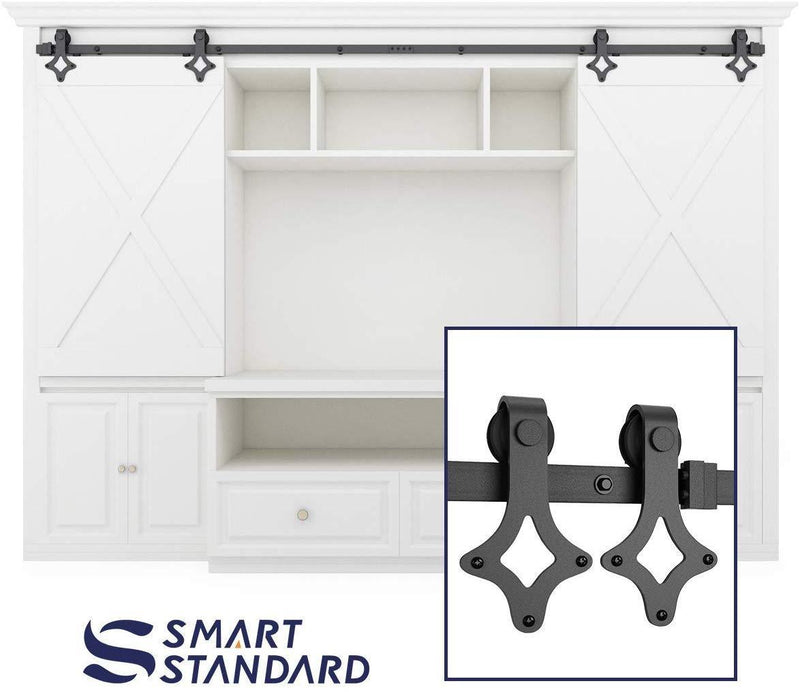 5FT Heavy Duty Sturdy Sliding Barn Door Hardware Kit -Super Smoothly and Quietly - Simple and Easy to Install - Includes Step-by-Step Installation Instruction -Fit 30" Wide Door(Rhombic Shape Hanger)