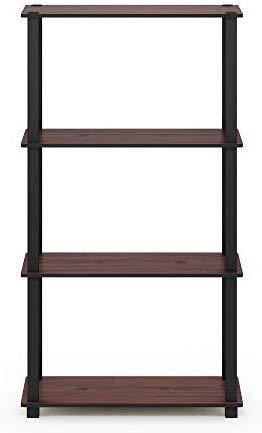 Furinno (99557BK/GY) Turn-N-Tube 4-Tier Multipurpose Shelf Display Rack - Black/Grey