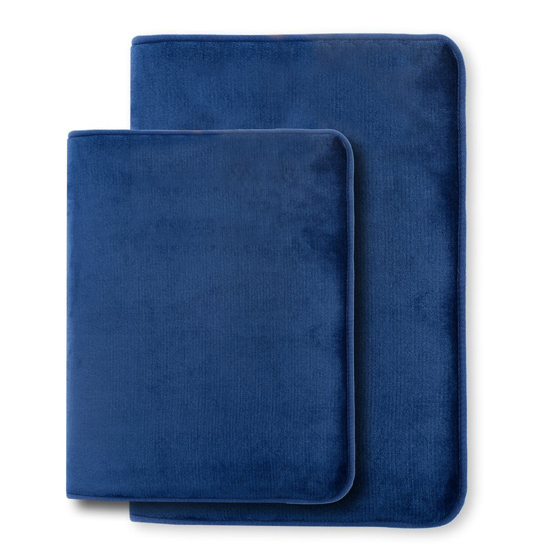 Clara Clark 2-Pack Bath Mat Set – Large and Small Bathroom Rug Set, Absorbent Memory Foam Bath Rugs, Non-Slip, Thick, Cozy Velvet Microfiber Bathrug, Plush Shower, Toilet Floor Bathmats Carpet, Black