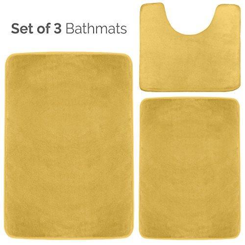 Clara Clark 2-Pack Bath Mat Set – Large and Small Bathroom Rug Set, Absorbent Memory Foam Bath Rugs, Non-Slip, Thick, Cozy Velvet Microfiber Bathrug, Plush Shower, Toilet Floor Bathmats Carpet, Black