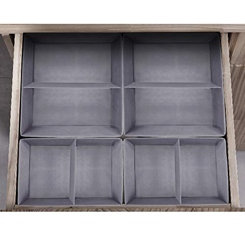 Homyfort Foldable Cloth Storage Box Closet Dresser Drawer Organizer Cube Basket Bins Containers Divider with Drawers for Underwear, Bras, Socks, Ties, Scarves, Set of 6, Grey