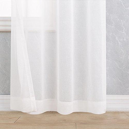 2 Panel Sheer Curtains White 84 inch Living Room Drapes Window Curtain Voile Sheers Linen Textured