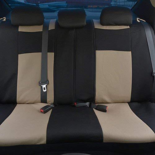 BDK OS-309-BG Polypro Black/Car Seat Cover, Easy Wrap Two-Tone Accent for Auto, Split Bench, Tan Beige