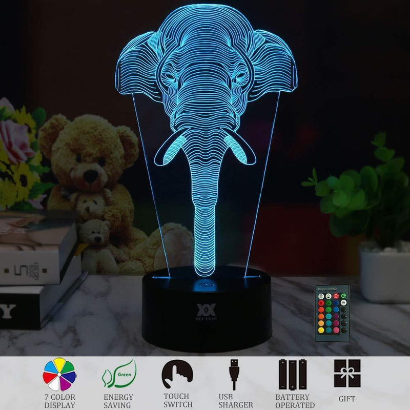 3D Illusion Animal Giraffe Remote Control LED Desk Table Night Light Lamp 7 Color Touch Lamp Kiddie Kids Children Family Holiday Gift Home Office Childrenroom Theme Decoration by HUI YUAN