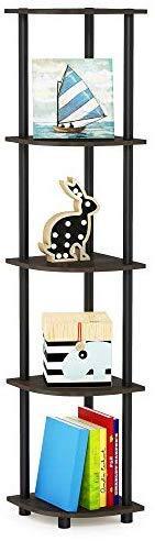 Furinno Turn-N-Tube 5 Tier Corner Display Rack Multipurpose Shelving Unit, Columbia Walnut/Black