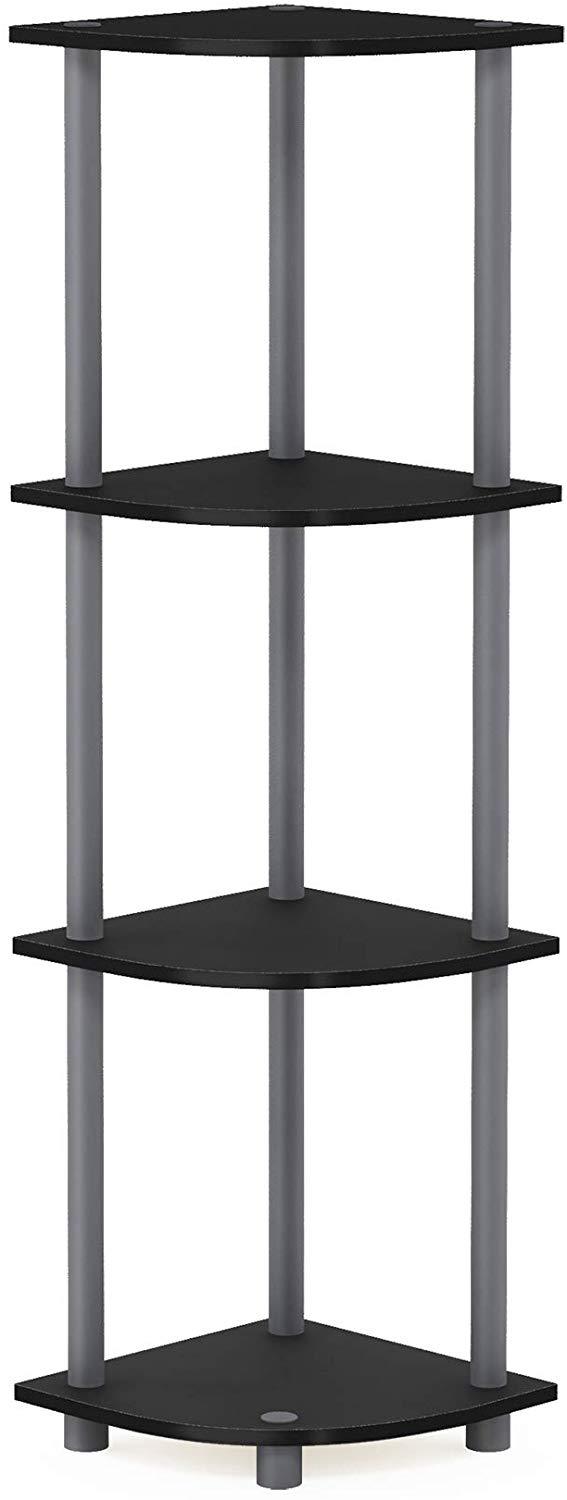 Furinno Turn-N-Tube 5 Tier Corner Display Rack Multipurpose Shelving Unit, Columbia Walnut/Black