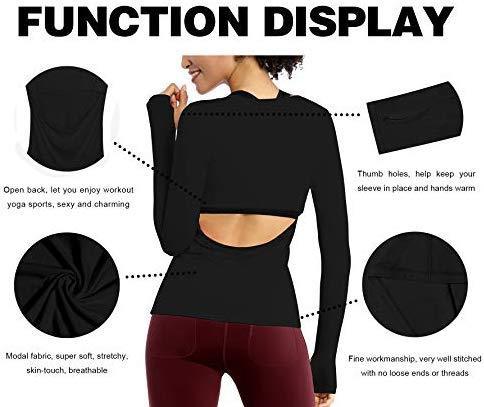 BUBBLELIME Workout Tops for Women Athletic Shirts Soft Modal Sexy Open Back Activewear Yoga Running Outdoor Sports