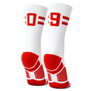 Classic Stripe Team Number Socks | Woven Mid-Calf | White & Red