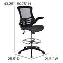 Flash Furniture Mid-Back Black Mesh Swivel Ergonomic Task Office Chair with Flip-Up Arms - BL-X-5M-BK-GG