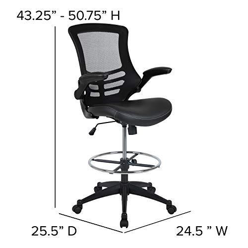 Flash Furniture Mid-Back Black Mesh Swivel Ergonomic Task Office Chair with Flip-Up Arms - BL-X-5M-BK-GG