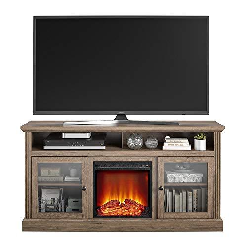 Ameriwood Home Chicago TV Stand with Fireplace, Rustic Gray