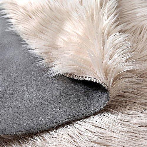 OJIA Deluxe Soft Fuzzy Fur Rugs Faux Sheepskin Shaggy Area Rugs Fluffy Modern Kids Carpet for Living Room Bedroom Sofa Bedside Decor(2 x 3ft, Grey)