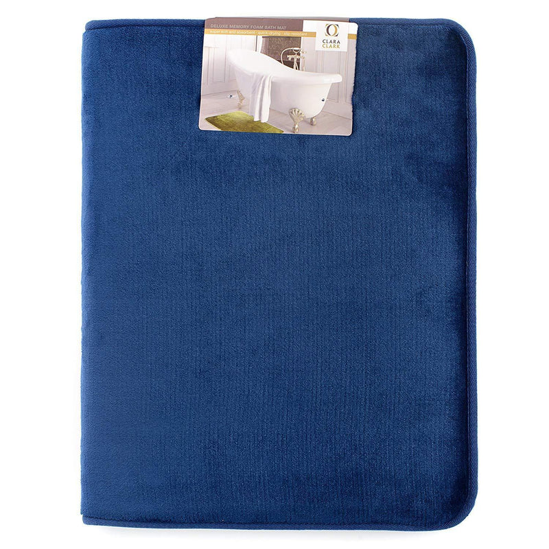 Clara Clark 2-Pack Bath Mat Set – Large and Small Bathroom Rug Set, Absorbent Memory Foam Bath Rugs, Non-Slip, Thick, Cozy Velvet Microfiber Bathrug, Plush Shower, Toilet Floor Bathmats Carpet, Black
